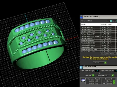 Textured Elegance Mens Wide Gold Band with Diamond Accents 3D print model