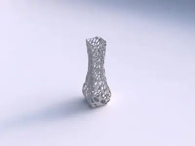 Vase larger opening rectangle with twisted dense organic lattice 3D print model
