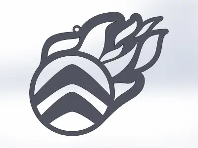 Citroen keychain logo fire oriktown 3D print model