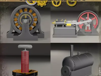 Steampunk Prop Bundle  3D model