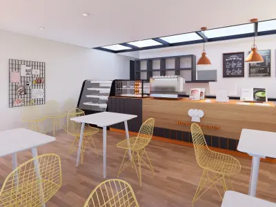 SMALL MODERN RESTAURANT 3D MODEL PBR TEXTURED LOW POLY  3D model