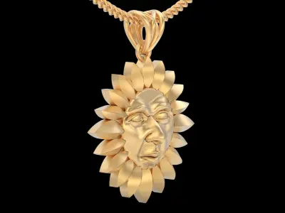 Sun pendant gold sterling printable jewelry 3D model 3D print model
