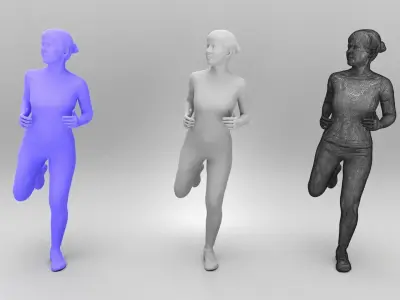 Pretty woman in sportswear running 449 Low-poly 3D model
