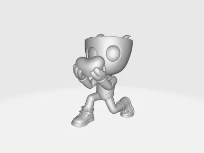 Valentine Plant Character Holding Heart Romantic Decor 3D print model