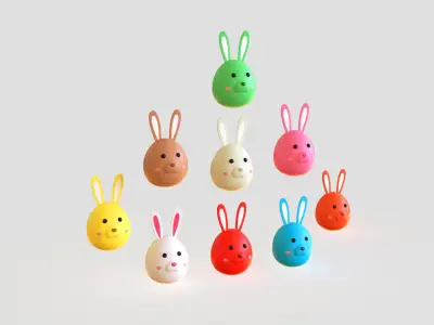 Easter Rabbit Eggs Low-poly 3D model