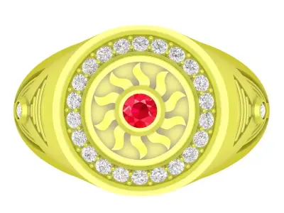 Luxury Halo Sun Pattern Ring for Men 3D Jewelry Model  4108 3D print model