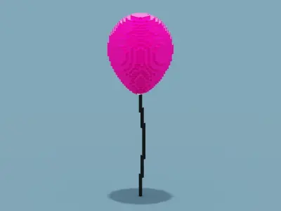 Voxel Pink Balloon Low-poly 3D model