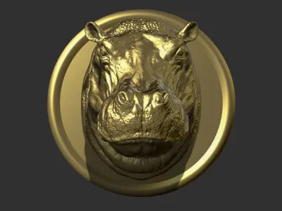 Hippopotamus head with background 3D print model