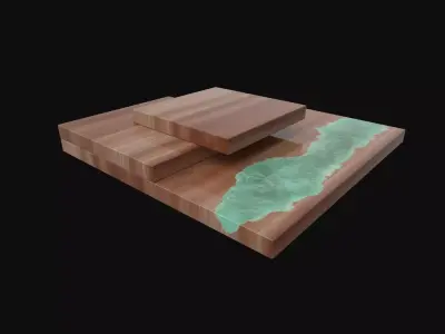 Modern couch table with epoxy resigne Low-poly 3D model