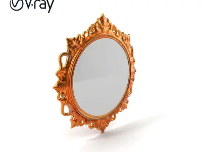 GoldEdged Medieval Mirror model pack Low-poly 3D model