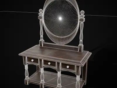 Wooden Vanity Set Low-poly 3D model