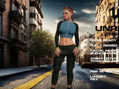 Fitness girl full rigged - game ready - animated Low-poly 3D model