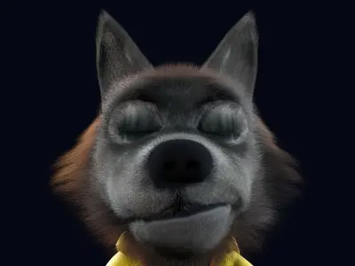 Cartoon Young Wolf Rigged 3D model