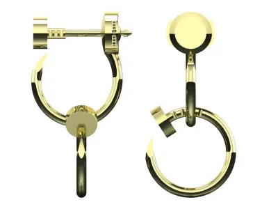 Juste un Clou earrings  double earring 3d proint model 3D print model