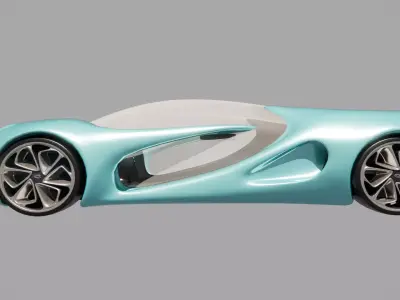 Aqua Sleek Futuristic Concept Car Low-poly 3D model