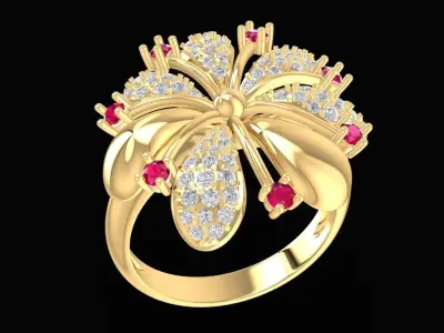Luxury Multi Petal Gemstone Flower Ring for Women  2161 3D print model