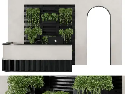 Reception Desk and Wall plant - office furniture 10 Low-poly 3D model