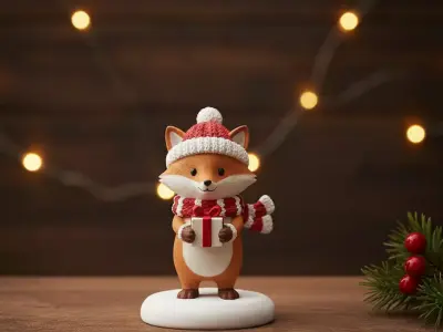 Christmas fox figurine 3D print model