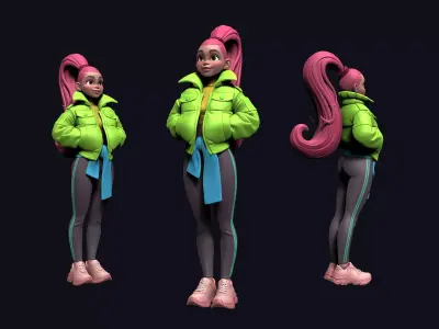 Sports girl stylized 3D model