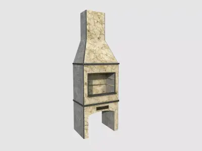 Brazilian Barbecue Grill 08 Concrete Marble - Interior Design Low-poly 3D model