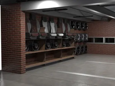 Garage structure mechanical workshop Low-poly 3D model