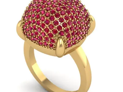 Luxury Square Pave Dome Ring for Women  1538 3D print model