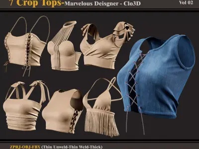 7 Crop Tops -MD-CLo3D -ZPRJ - FBX - OBJ 3D model