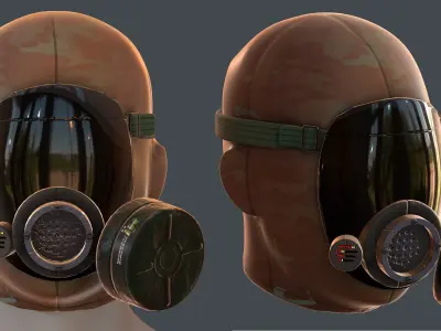 Gas mask helmet 3d model scifi Low-poly  Low-poly 3D model