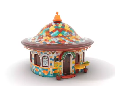 Colorful Bistro Pavilion model pack Low-poly 3D model