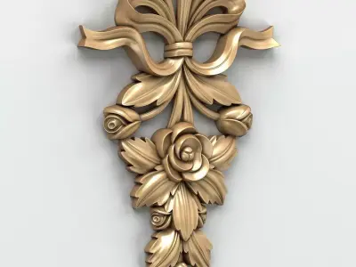 Carved decor vertical 010 3D model