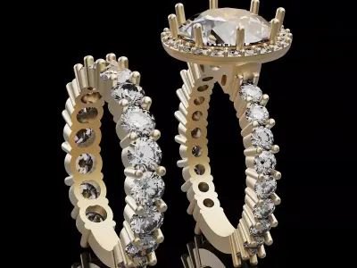 Lux set ring silver gold sterling printable jewelry 3D model 3D print model