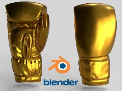 Boxing Glove Gold Low-poly 3D model