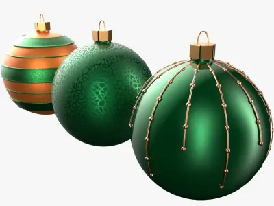 Christmas Tree Ornament Set2 - Green Orange 3D model