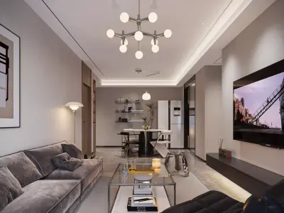 Modern living room dining room bedroom interior scenes 147 3D model