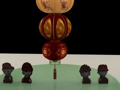 Chinese red lantern 3D model 82