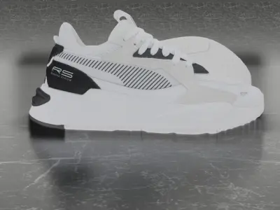 Puma 3D Shoes - White - Black - RS Series Low-poly 3D model