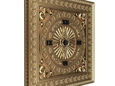 Classic Wall Clock 05 Gold Low-poly 3D model