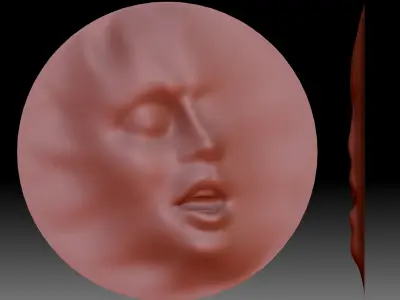 Decorative face low relief for CNC router or 3D printer 3D print model