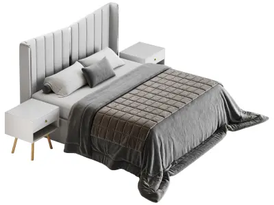 Modern Beige King Size Bed 3D model