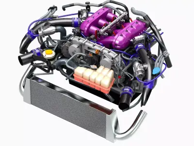 HKS VR38DETT Engine Low-poly 3D model