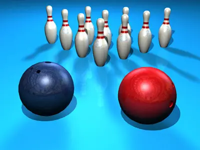 Bowling set ball and pins 3D model