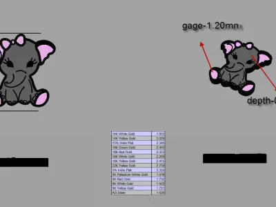 Baby Lana elephant charm pendant  3D print model