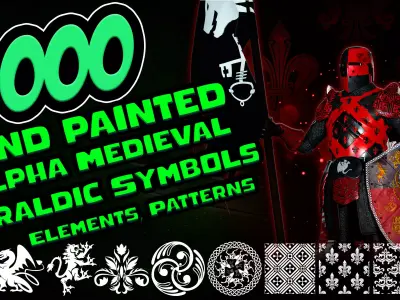 7000 Hand Painted Alpha Medieval Heraldic Symbols - Vol 7 Texture