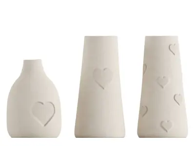 Heart Vase Trio 3D model