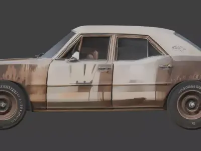 Wasteland Muscle Car 3D Model Low-poly 3D model