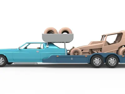 Vintage Transporter truck for Race car V4 Scale 1 to 25 3D print model