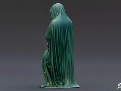 Ghost Statue Seated Contemplation Low-poly 3D model