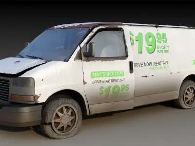 Abandoned Car van Low-poly 3D model