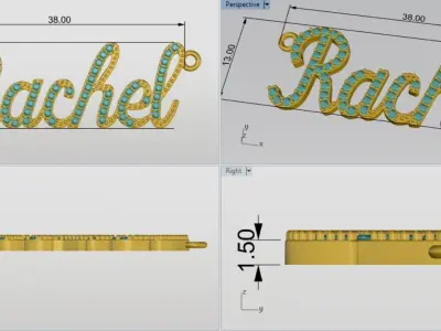 rachel name plate 3D print model