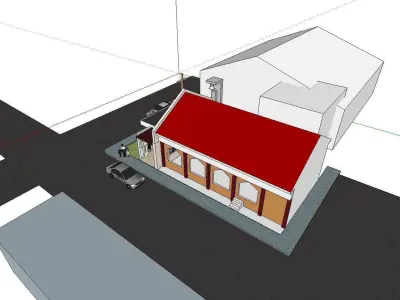 Architecture-Religion-God-Culture-Temple-0119 church with car 3D model